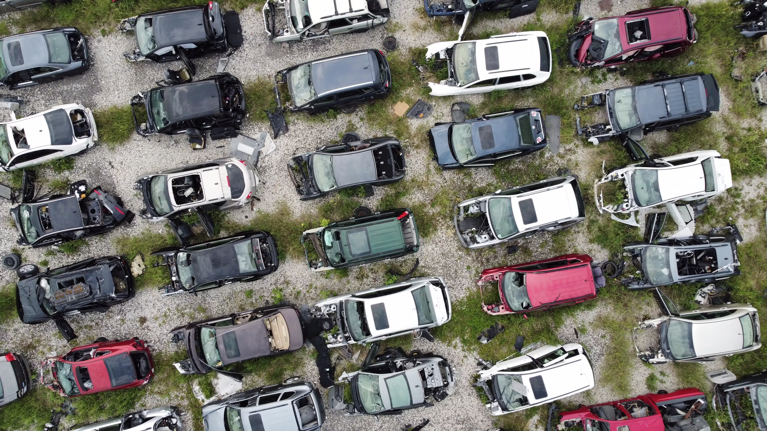 Aerial view of the Waikato Auto Wreckers yard